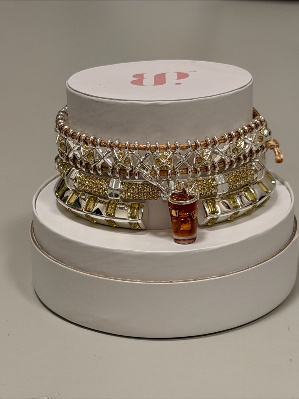Bomb Party NWT! Gold and Amber Layered Bracelet Stack “Steeped in Sparkle”